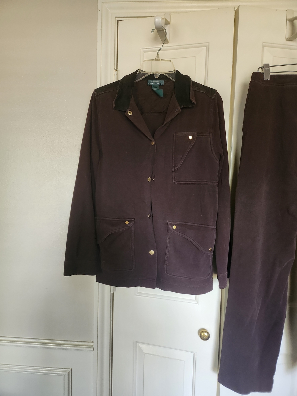 Ralph Lauren Dark Brown Canvas Jacket with Suade Collar